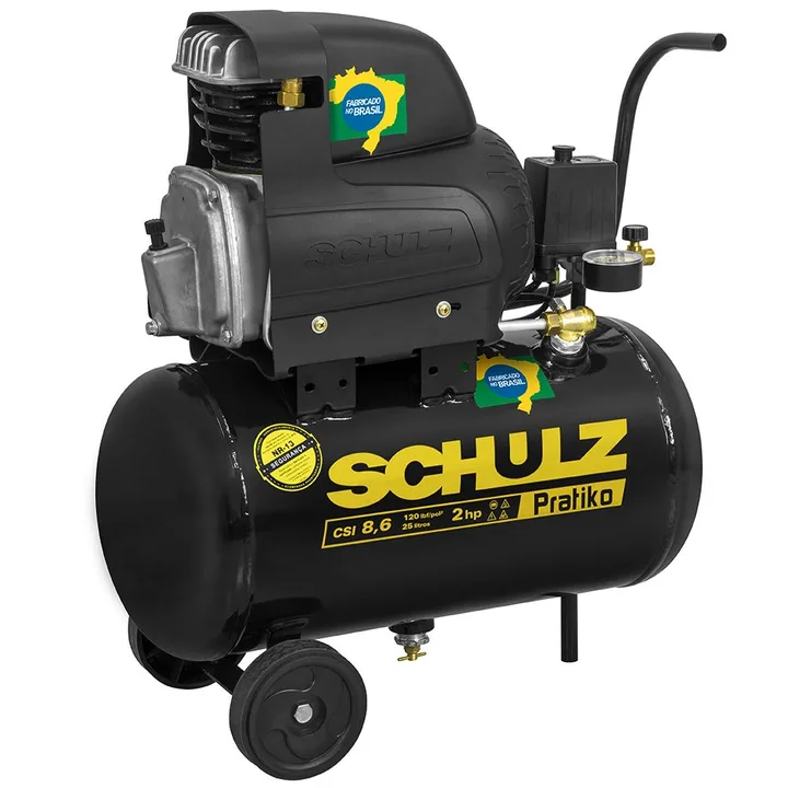 Motocompressor de Ar Pratiko CSI 8,6/25 Portátil 2HP 25L 8,6 Pés 220V SCHULZ-915.0422, imagem 1 de 6