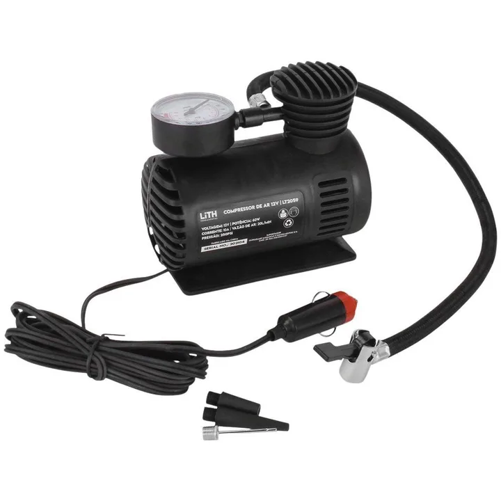 Mini Compressor de Ar Portátil 250PSI 20L/min 12V LITH-LT2059, imagem 1 de 5